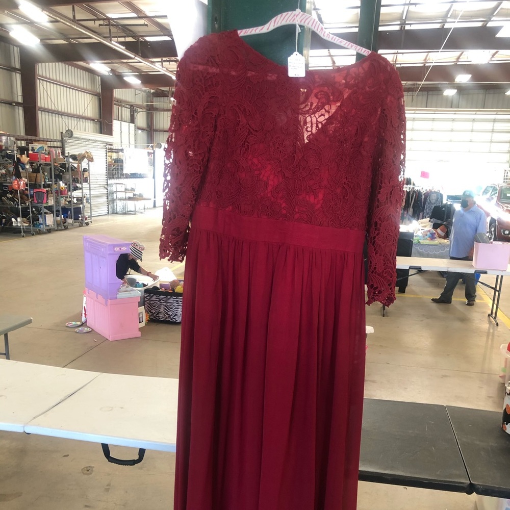 Wine Lace Bridesmaid Dress